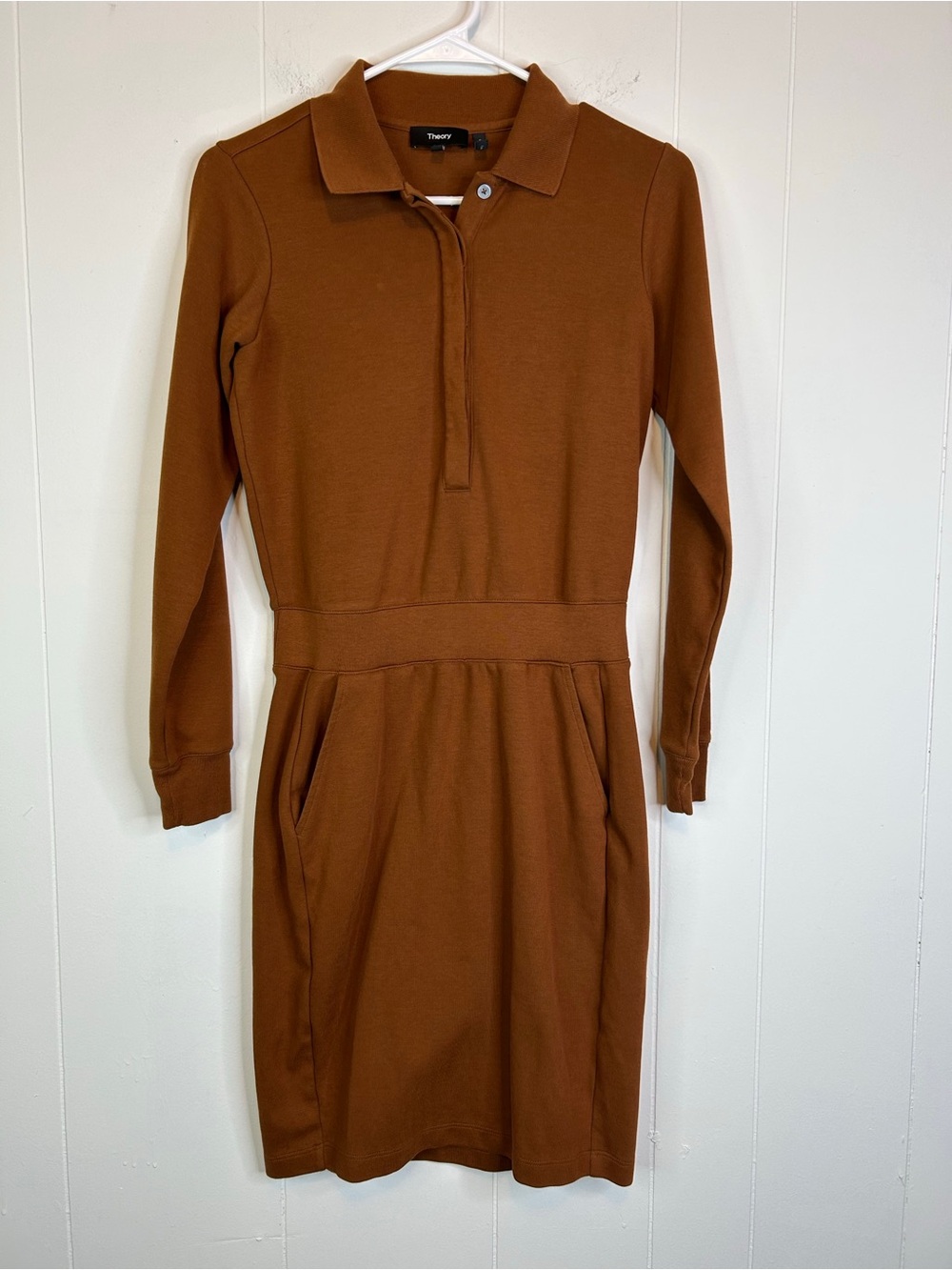 Theory Women’s Size Small Long Sleeve Knee Length Dress Brown 344